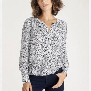 Ann Taylor Cinched Waist Floral Blouse